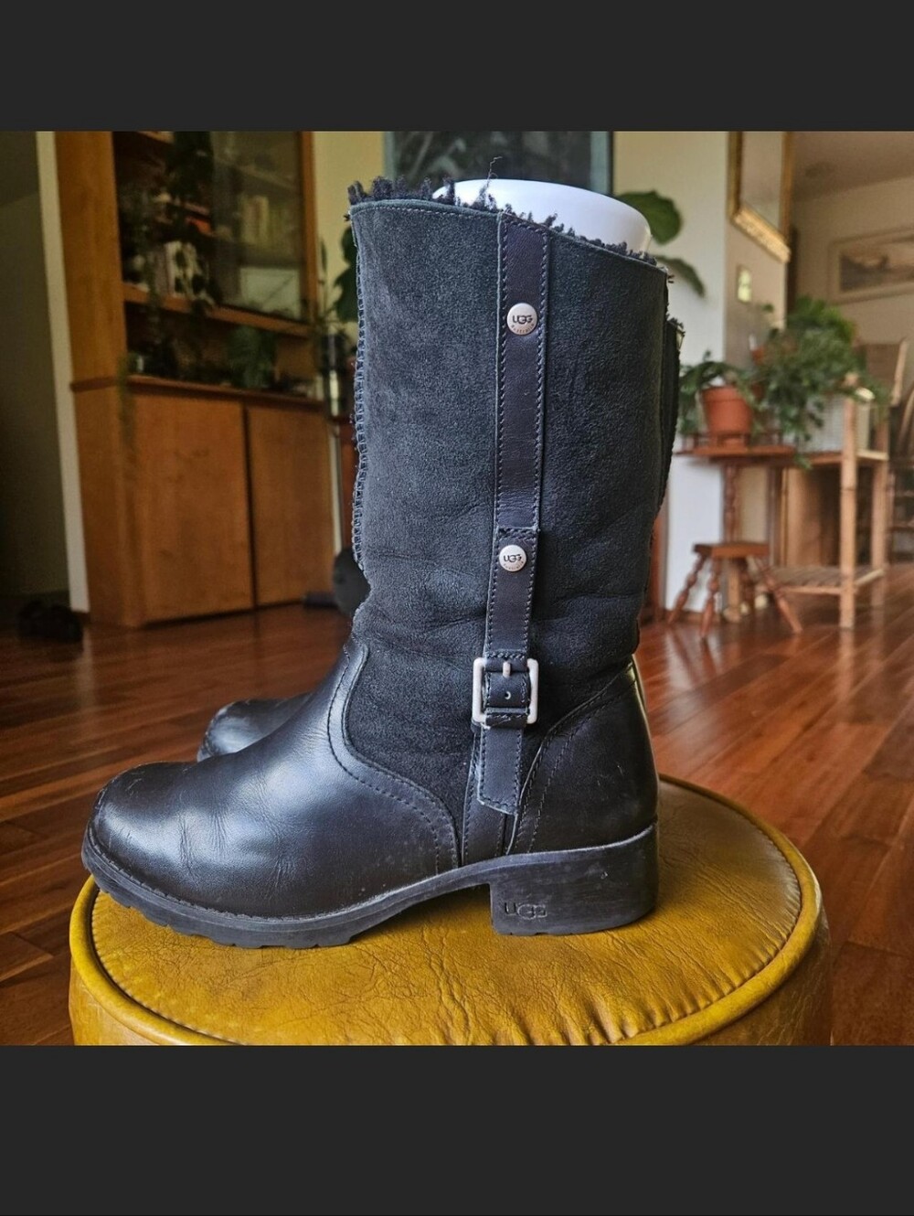 UGG Indie Foldover Moto Boots Leather Suede Size 8